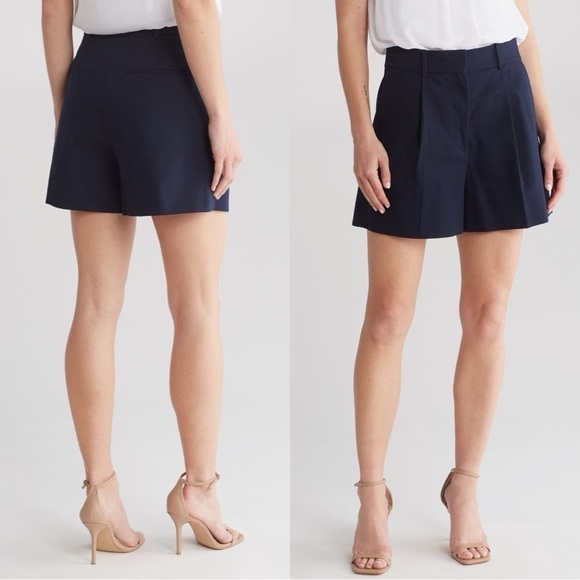 NWT REBECCA TAYLOR High Waist Cotton Tailored Navy Shorts Sz 14 - Picture 1 of 6